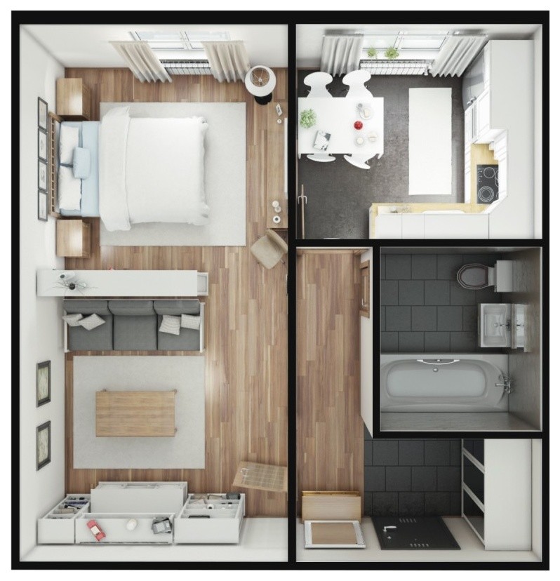 Обложка проекта: Однокомнатная квартира в Москве