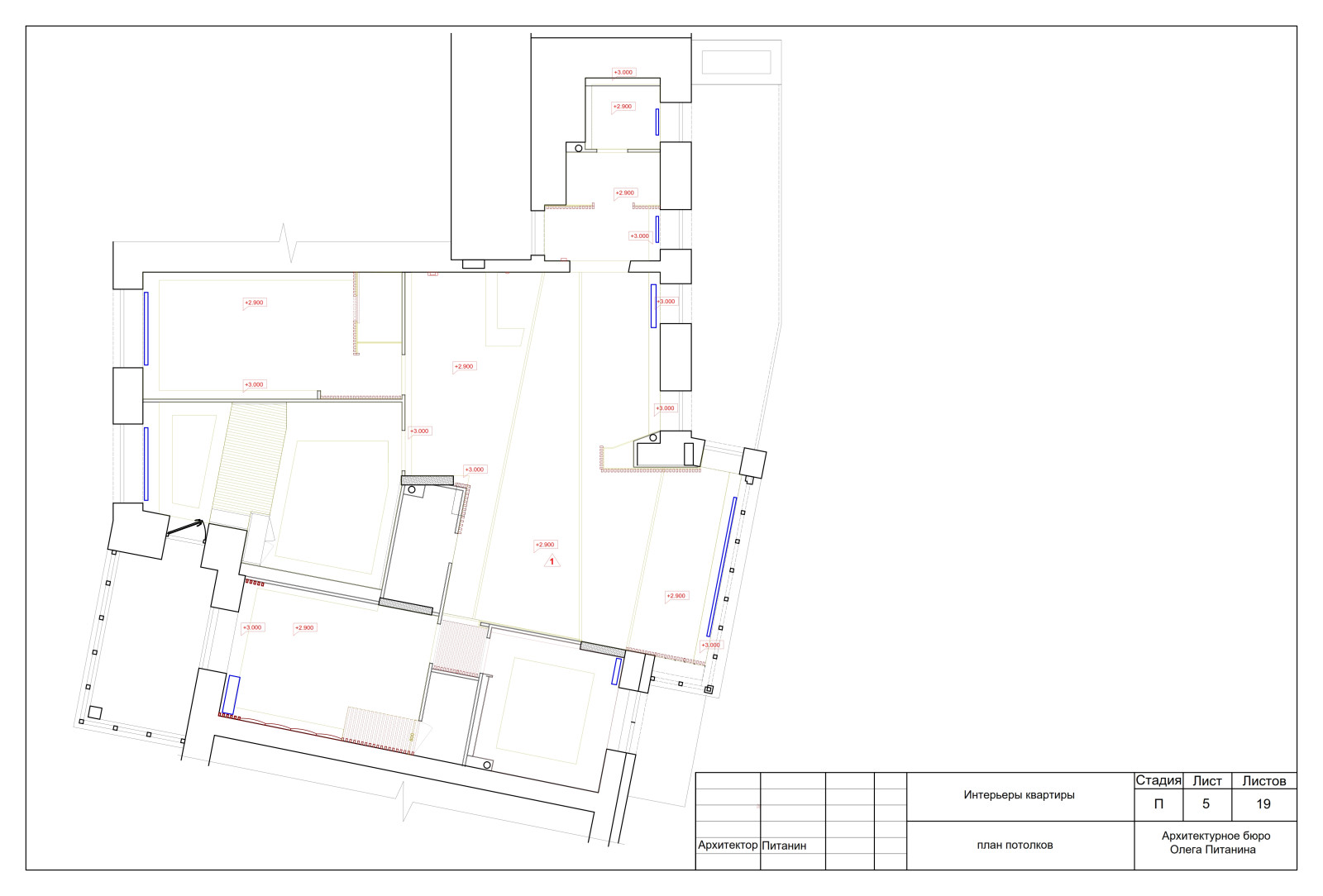 Эскизный проект квартиры в  стиле ЛОФТ в Санкт-Петербурге