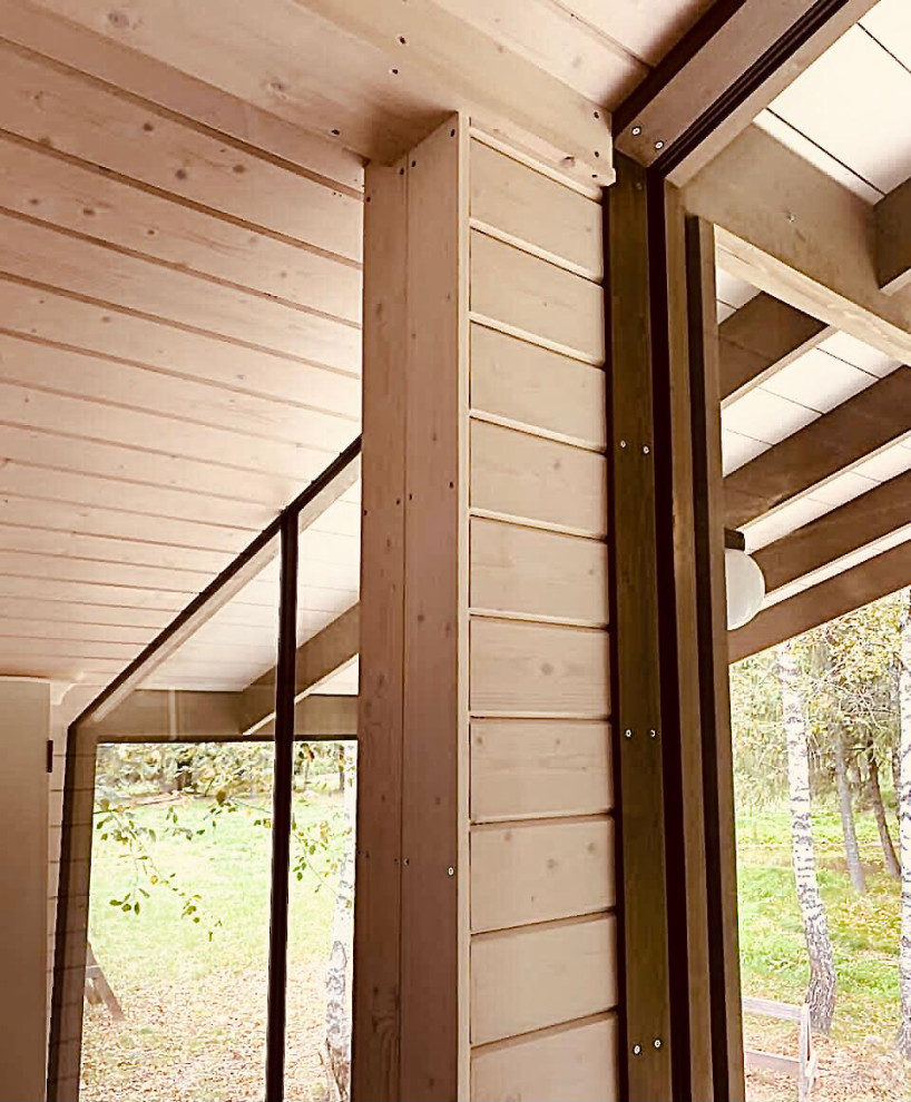 Обложка проекта: Внутренняя отделка нашим материалом - имитацией бруса из сосны, антисептик и пол