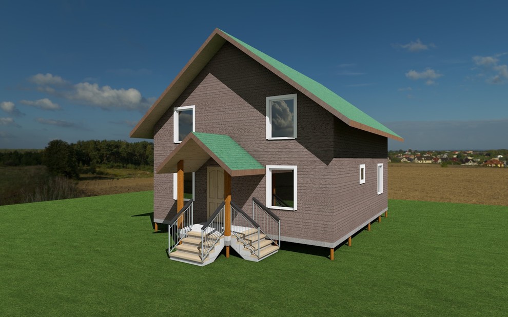 Обложка проекта: Проект каркасного дома 123 м2 - 2 этажа