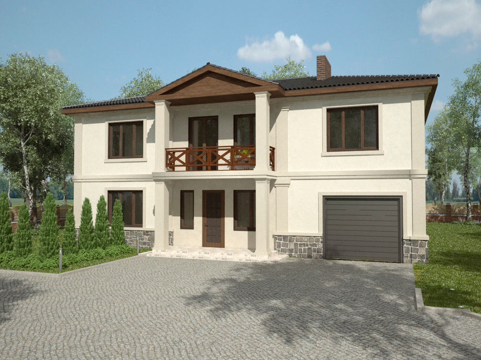 Обложка проекта: Эскизный проект частного двухэтажного дома с гаражом