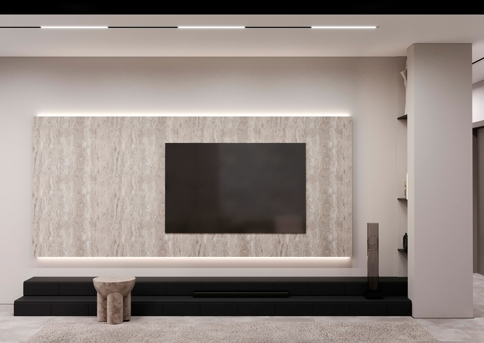 Гостиная-кухня в квартире для молодой девушки в ЖК "Лесопарковый"