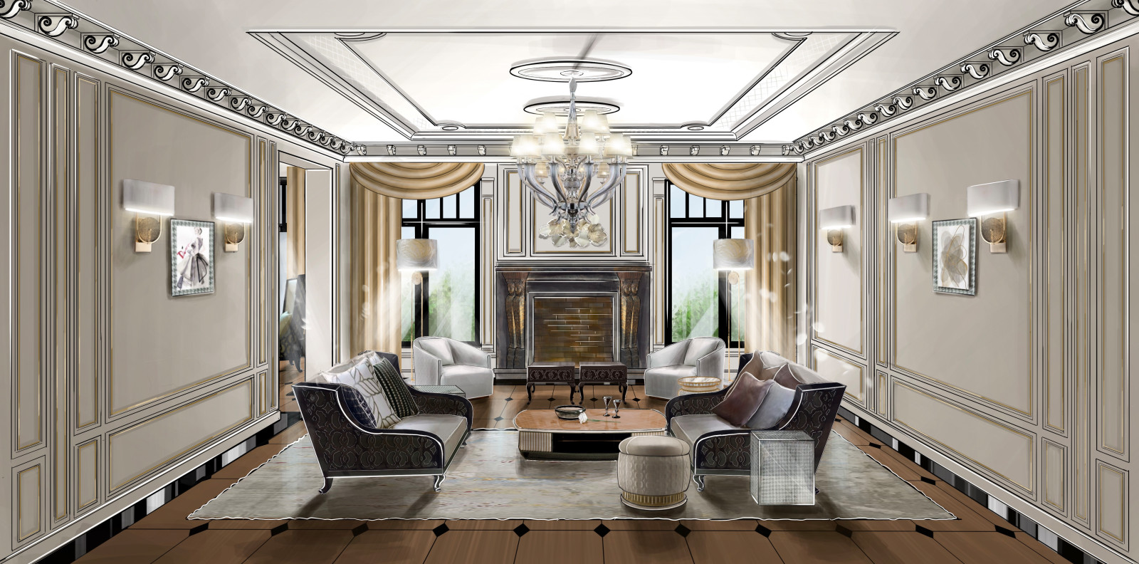 Визуализация гостиной