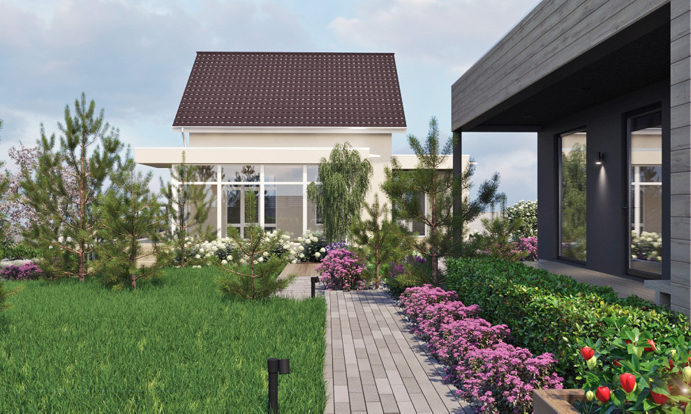 Ландшафтная архитектура участка частного жилого дома в п. Емельяновская горка