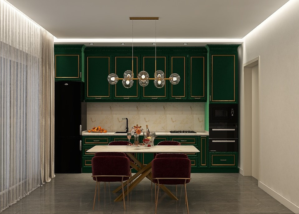 Кухня - гостиная в стиле ар деко