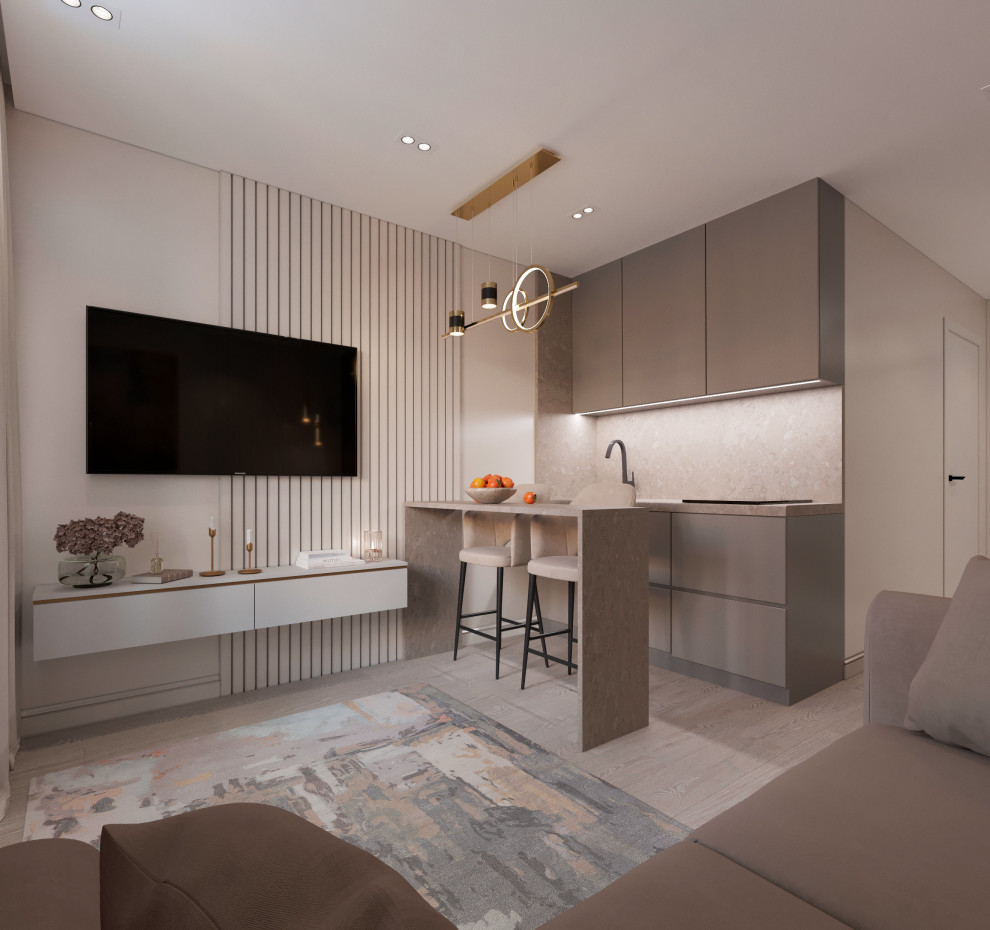 Дизайн-проект студии 21кв.м. для молодой девушки.