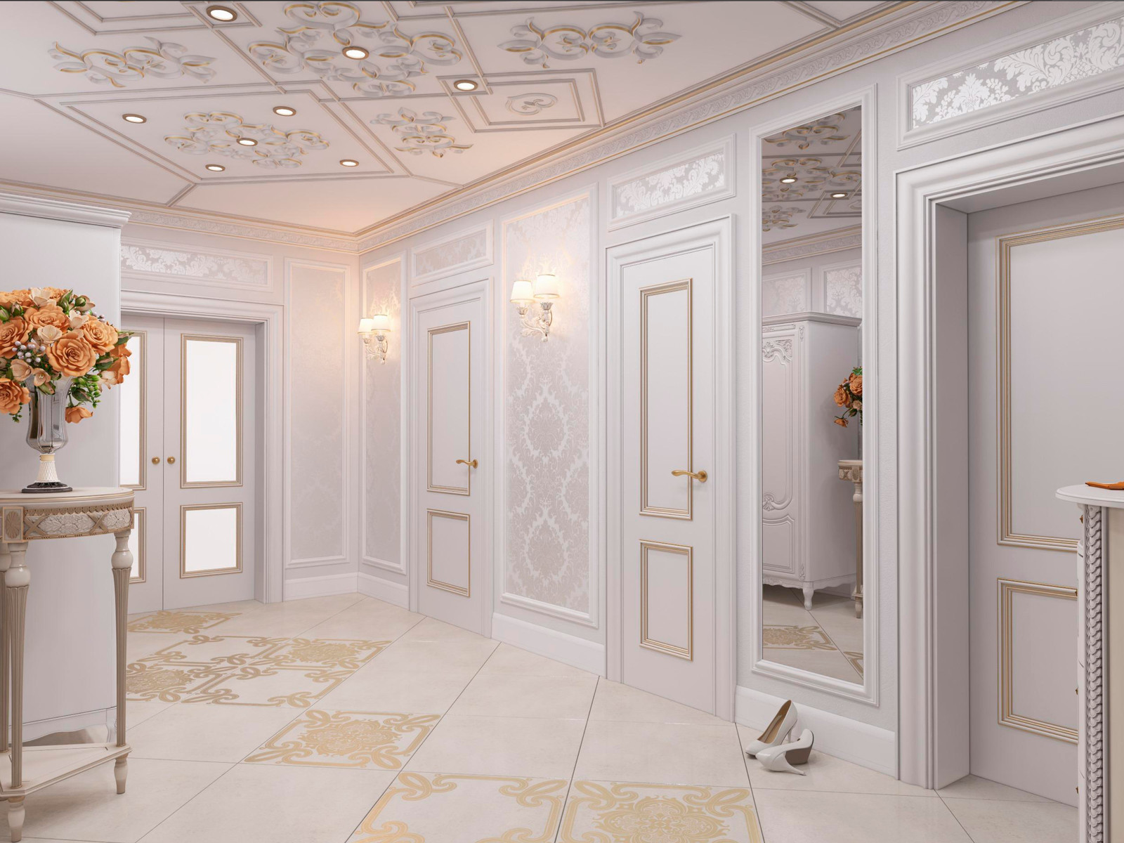 Классический интерьер с элементами греческого стиля