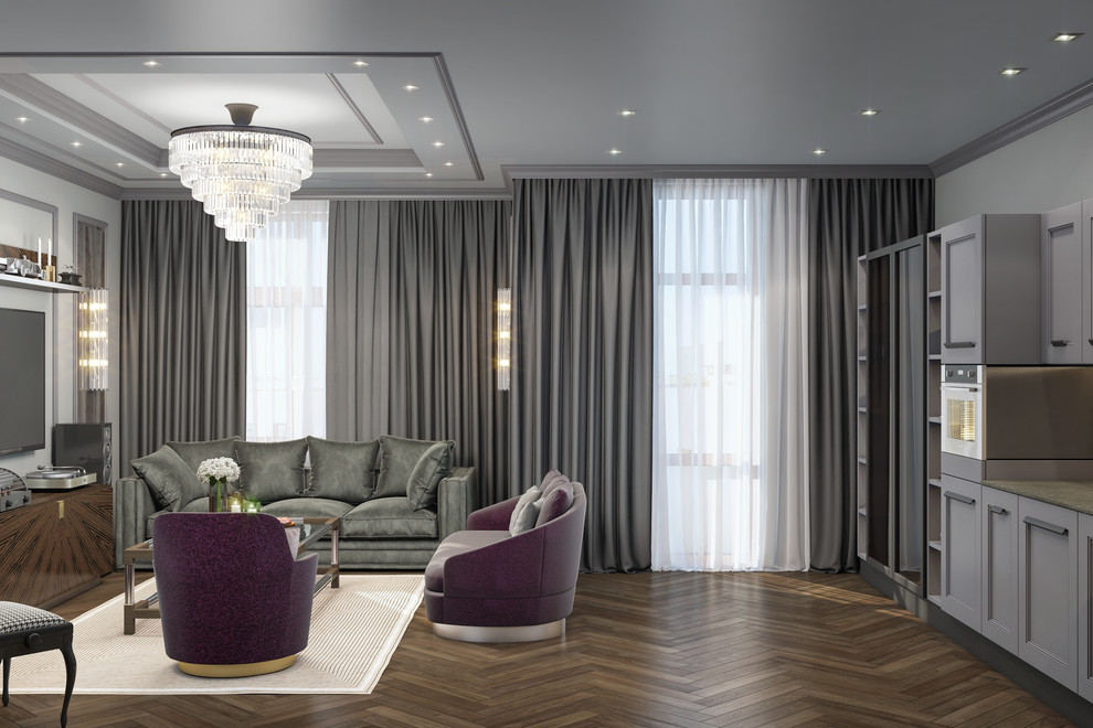 Обложка проекта: Визуализация квартиры. Серый тон - основной.