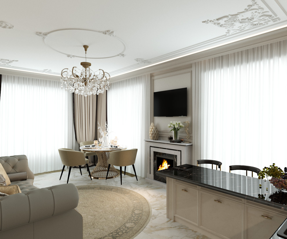 Обложка проекта: Однокомнатная квартира с объединенной кухней-гостиной г. Москва