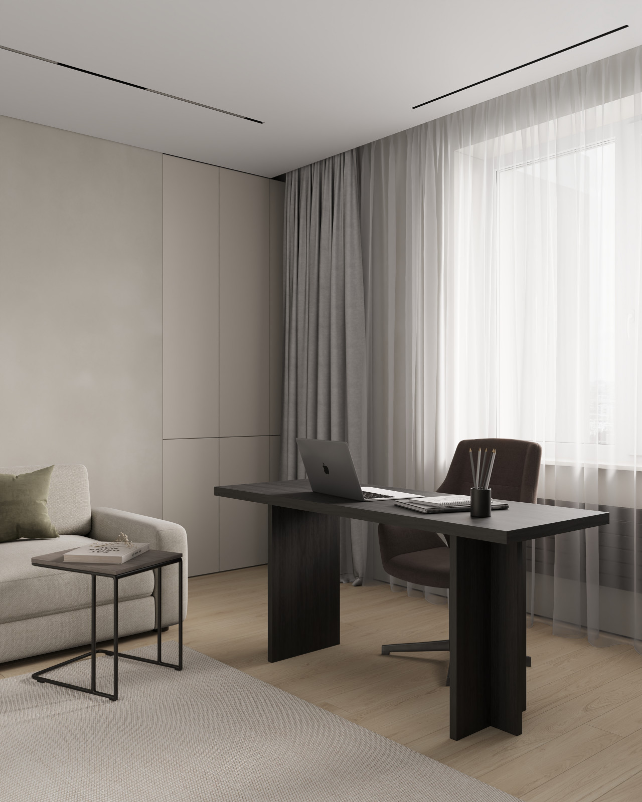 ЖК «Зенит», современный интерьер квартиры, построенный на контрастах