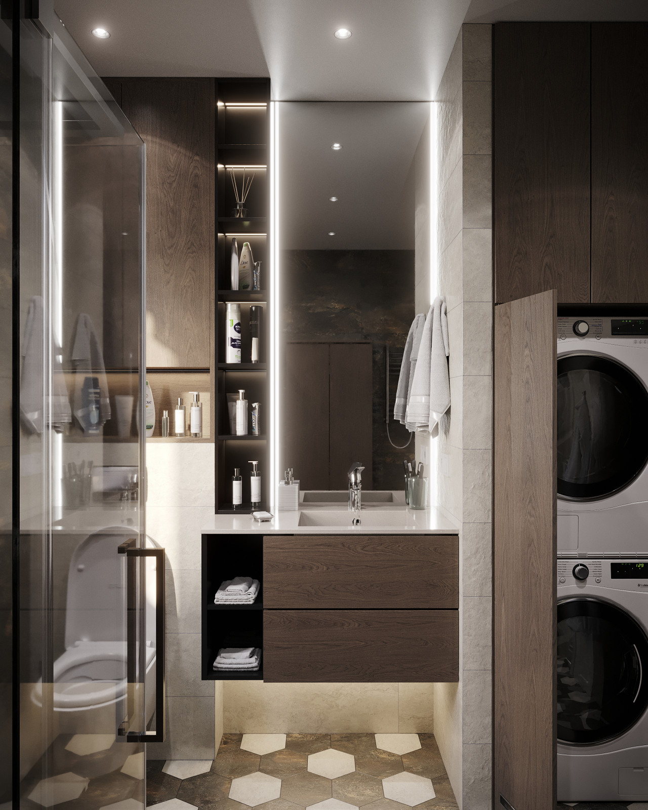 Дизайн и 3д-визуализация санузла в загородном доме