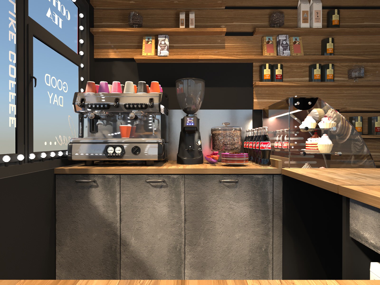 Эскизный проект торгового кофейного модуля в городской среде