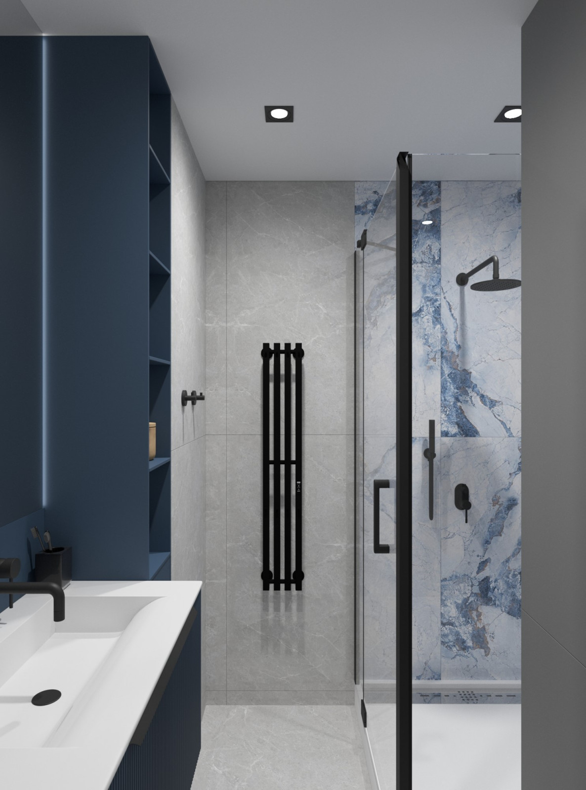 Квартира в современном стиле с синим акцентом