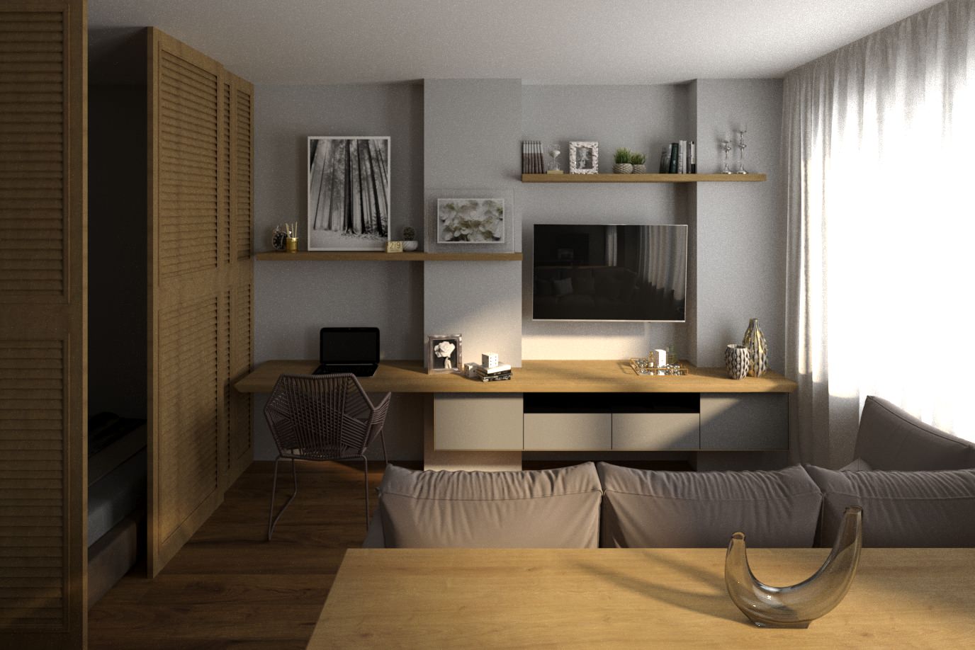 Обложка проекта: Дизайн-проект однокомнатной квартиры студии в Красноярске