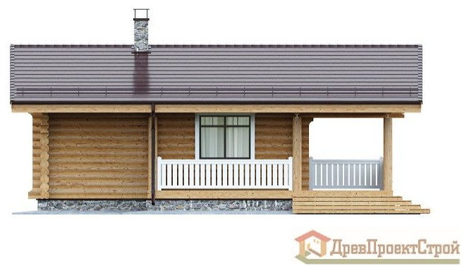 Проект бани № 5. Баня из оцилиндрованных бревен 59,19м², 10000 х 7000.