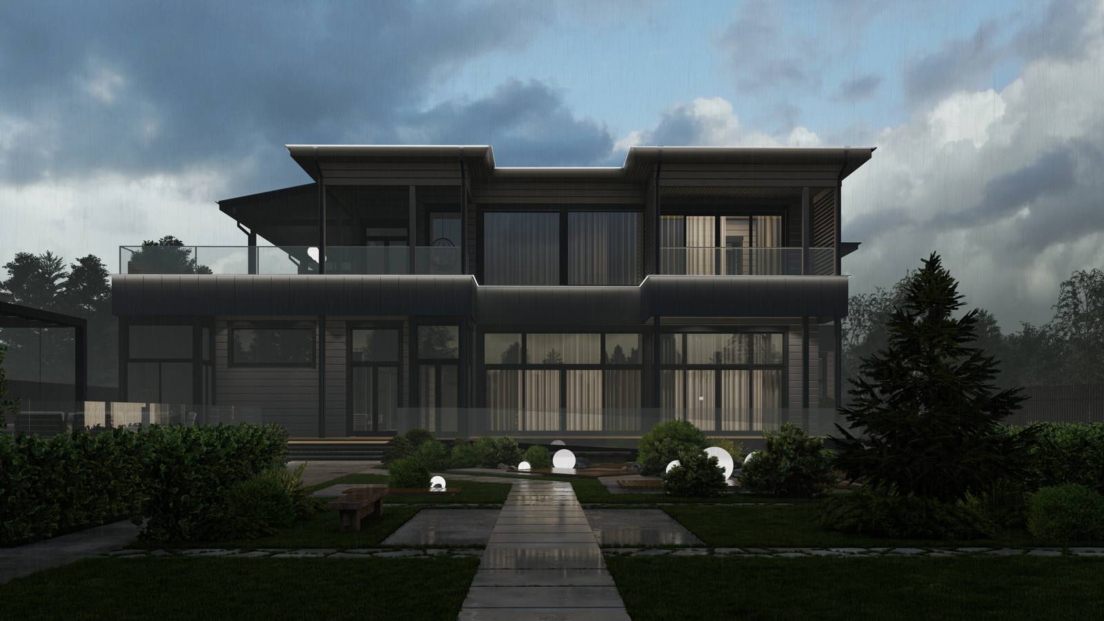 Концепция экстерьера и ландшафта загородного дома