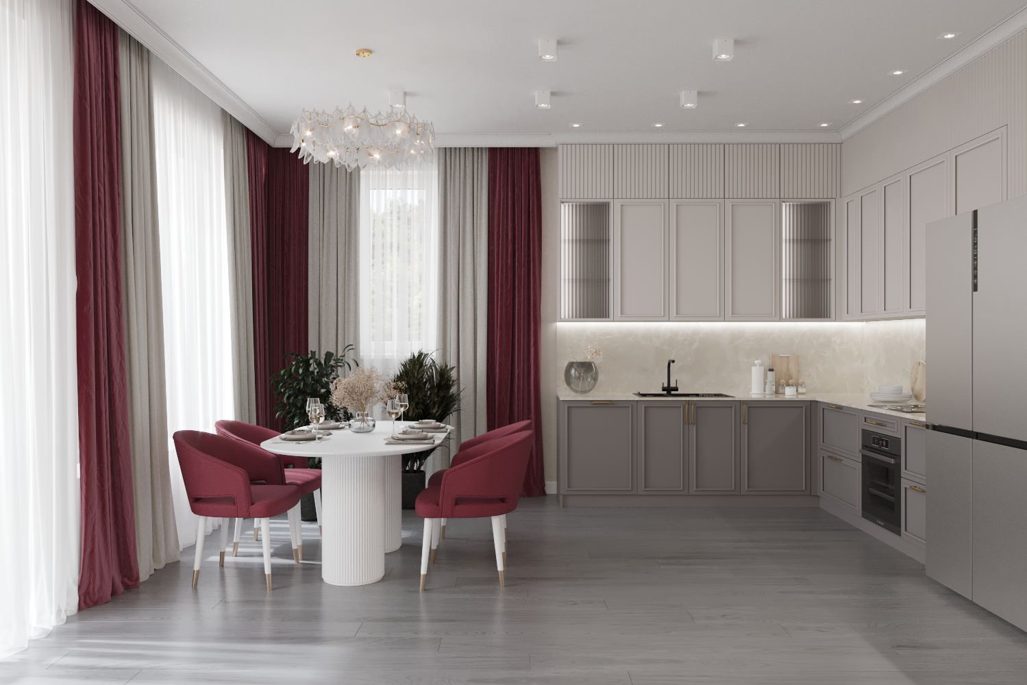 кухня гостиная 42 кв м