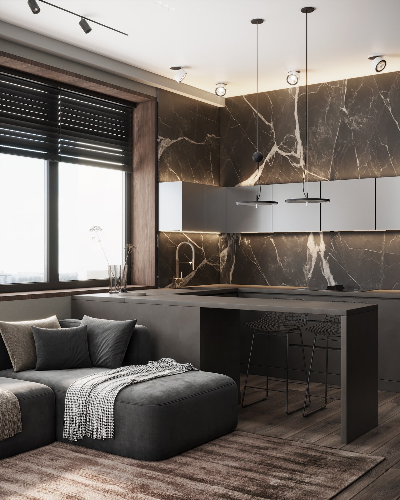 Обложка проекта: Монохромная квартира с террасой.