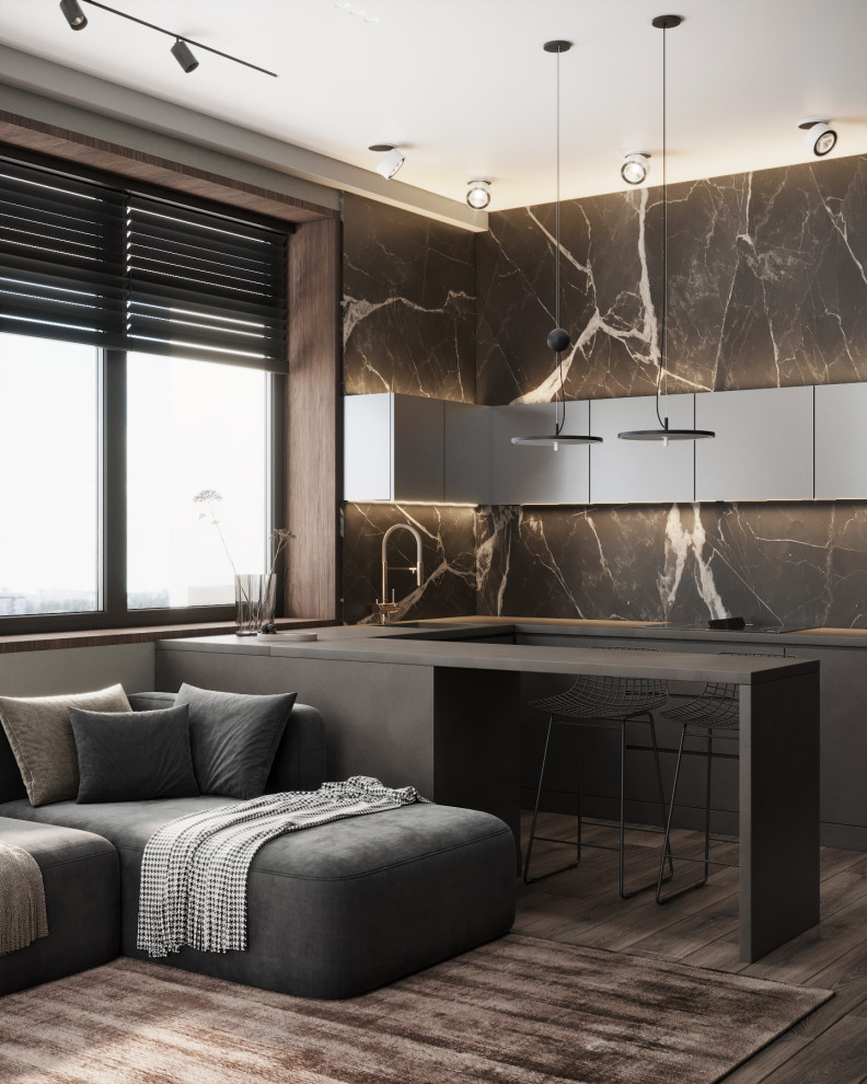 Обложка проекта: Монохромная квартира с террасой.