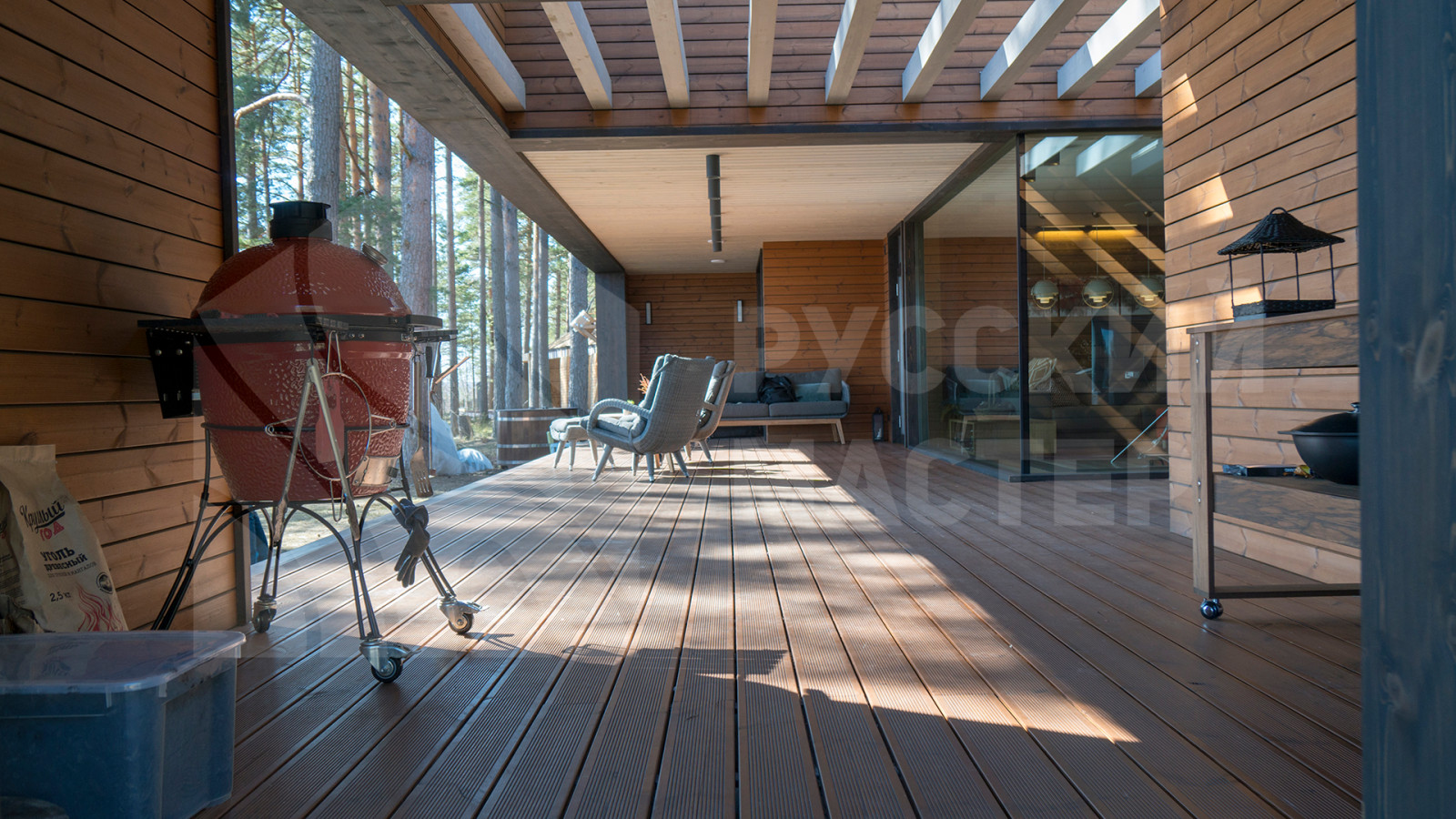 Одноэтажный дом в современном стиле с уютной сауной