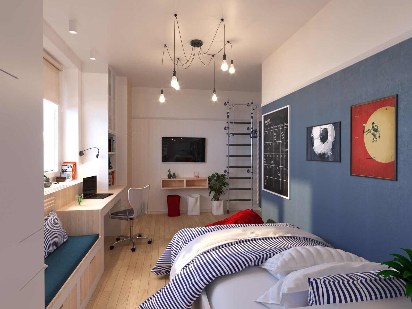 Обложка проекта: Дизайн детской комнаты для мальчика-подростка в частном доме