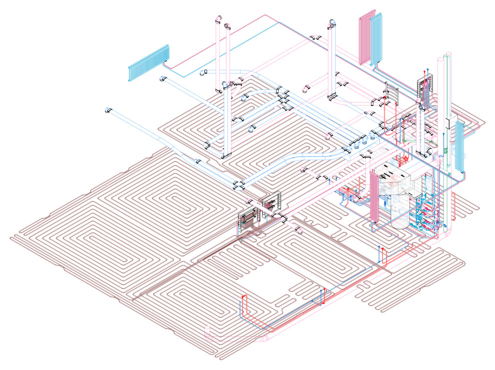 Общий вид инженерных систем здания