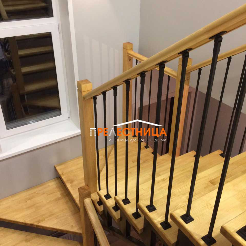 Облицовка металлокаркаса лестницы деревом Франк 10