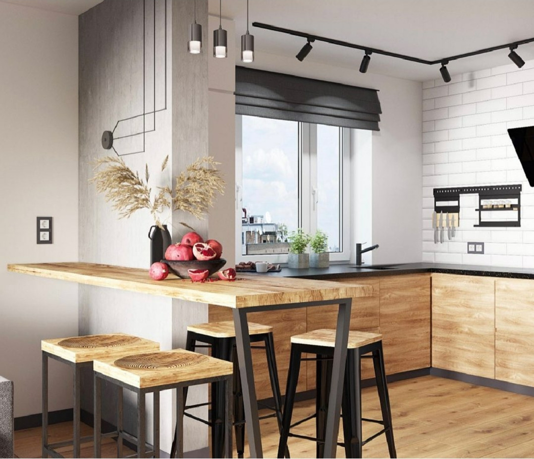 Светлая и невероятно интересная кухня-гостиная