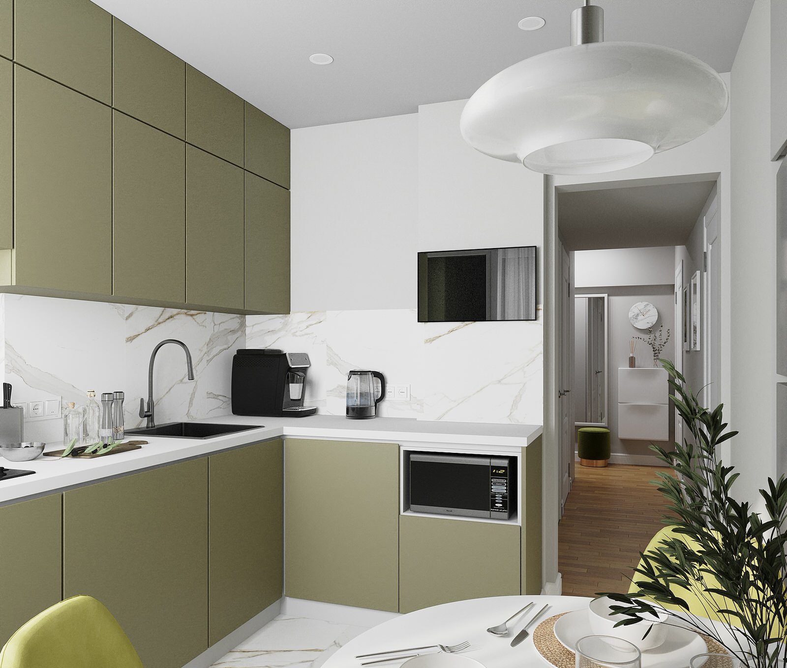 Кухня 8м2 + прихожая 10м2