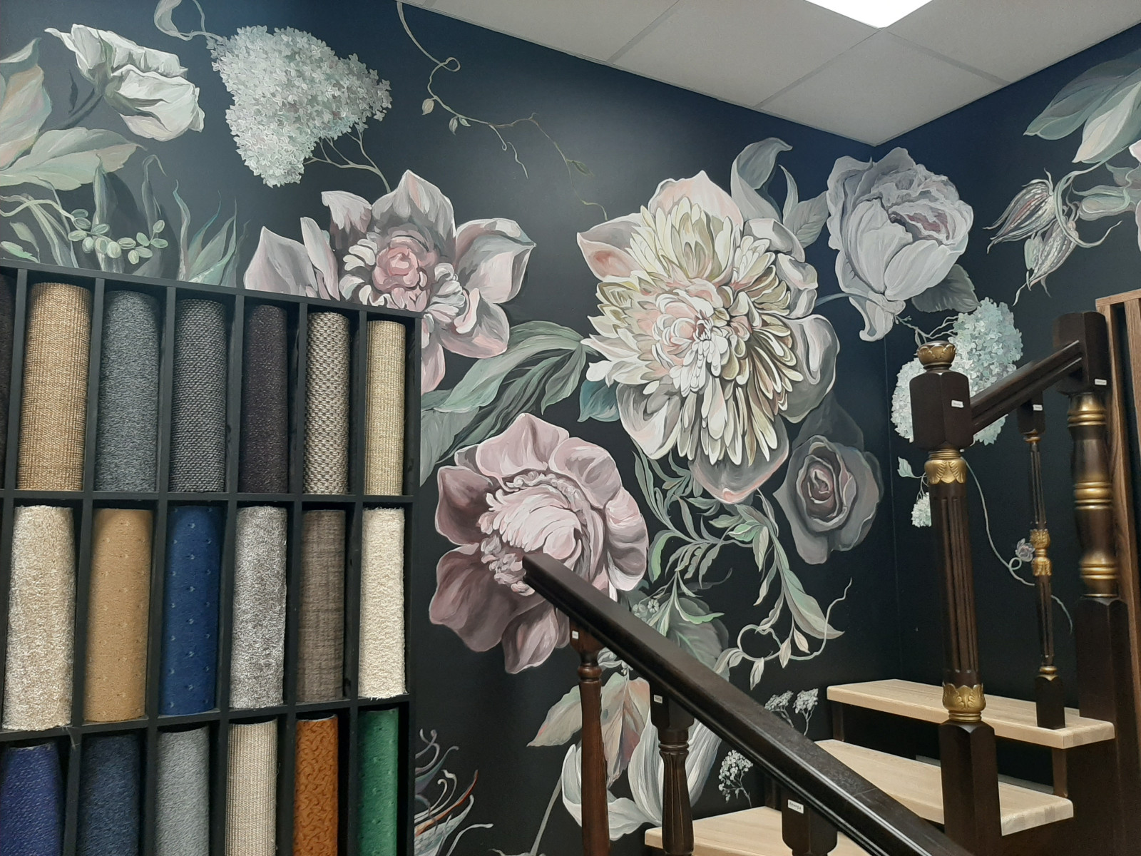 Обложка проекта: Художественная роспись стен на тему цветы "Пионы"