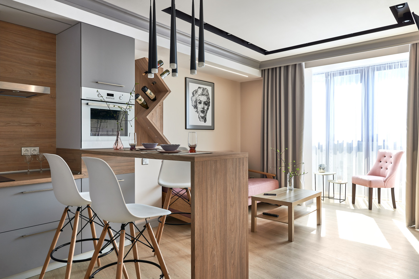 Интерьер квартиры для семьи с двумя детьми.