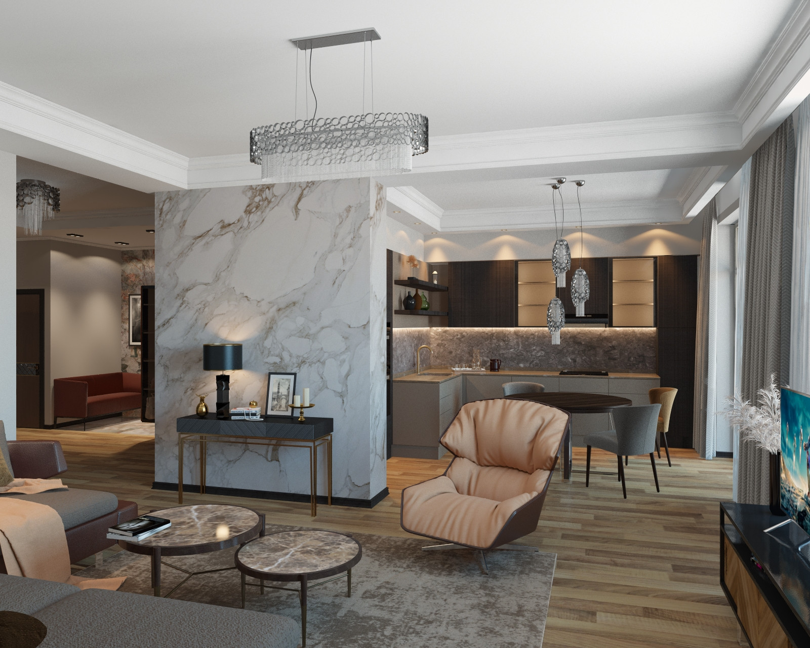 Обложка проекта: Трехкомнатная квартира с элементами ар-деко