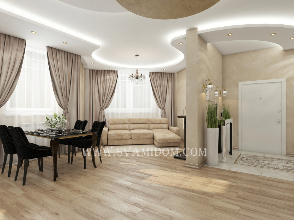 Кухня-столовая-гостиная-прихожая