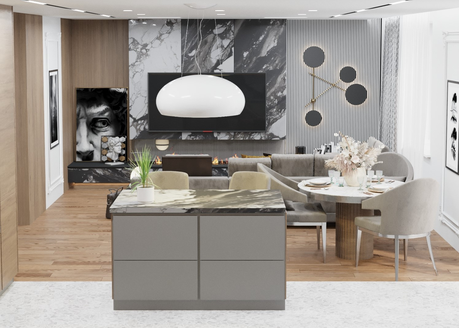 Обложка проекта: Дизайн-проект кухни-гостиной в г. Ярославле ЖК Династия