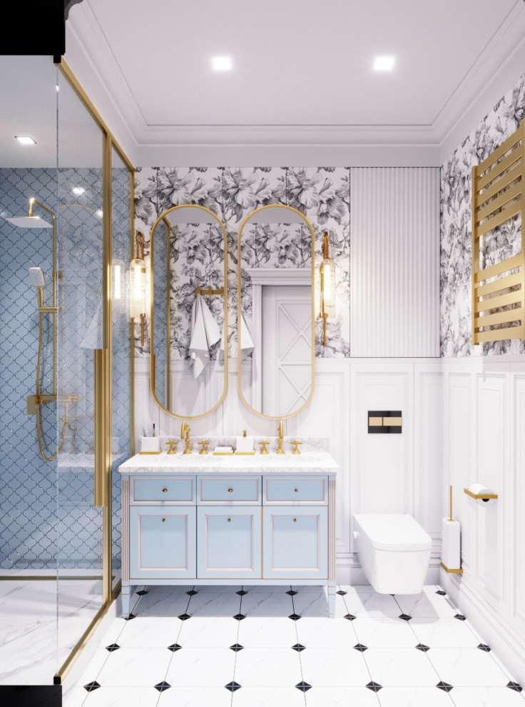 Дизайн ванной комнаты и душевой комнаты в классическом стиле. Вариации.