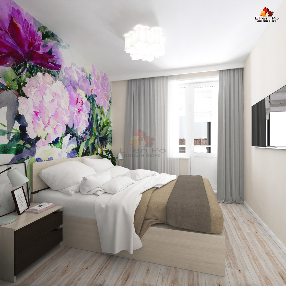 Дизайн однокомнатной квартиры, современный стиль с элементами скандинавского.