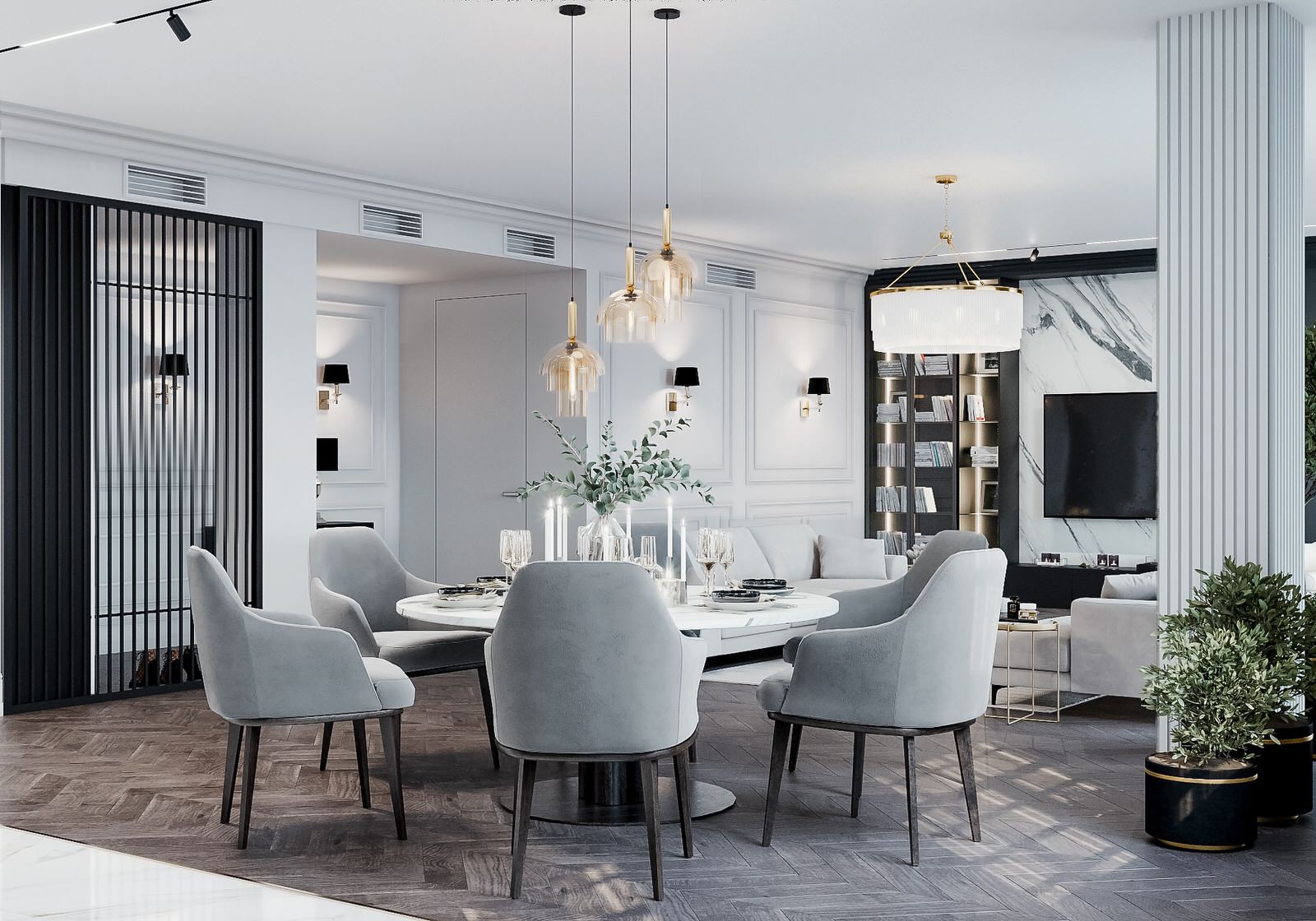 Светлая квартира в стиле неоклассика