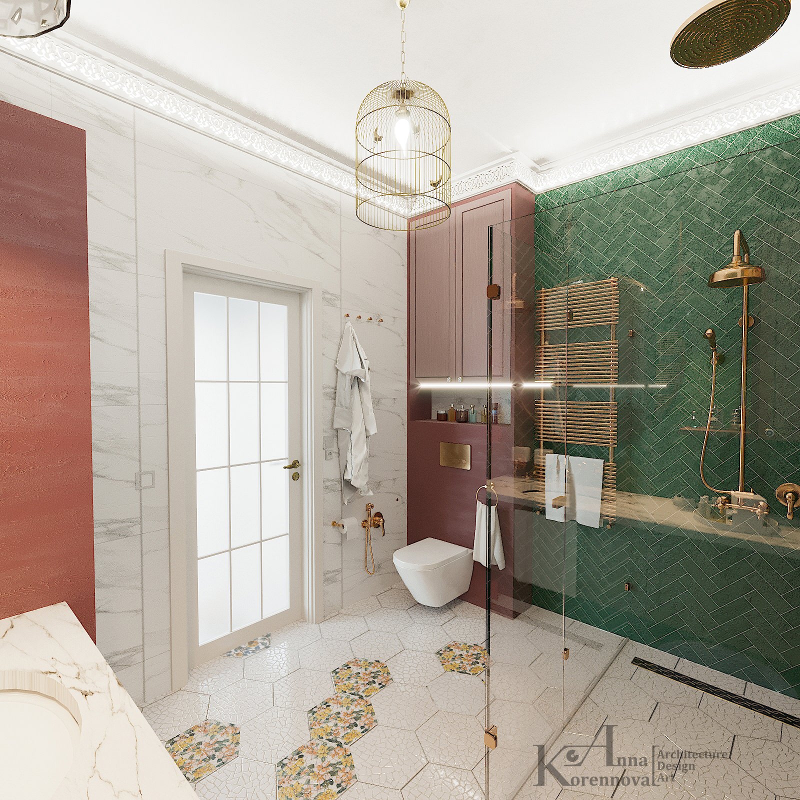 Дизайн ванной комнаты в коттедже "Morocco dream"