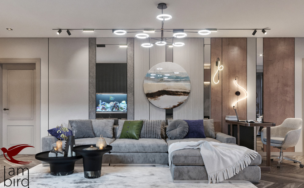 Натуральные оттенки в интерьере квартиры в ЖК "Лефорт" 130 кв.м