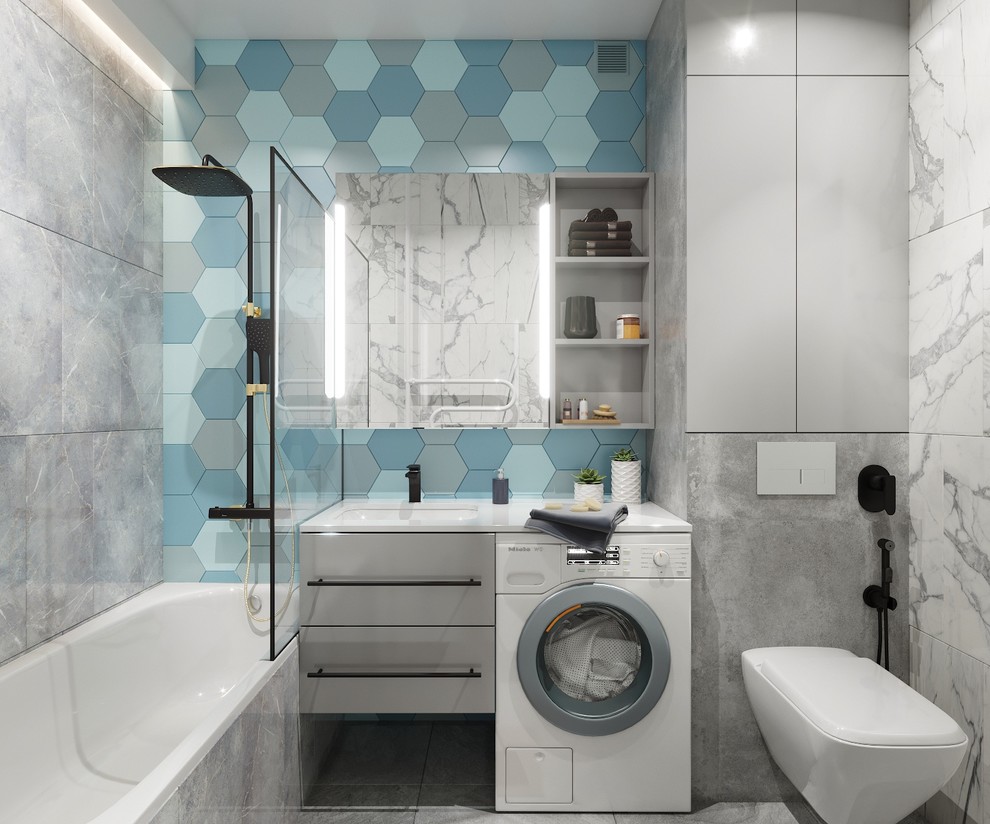 Контрастные детали в ванной.