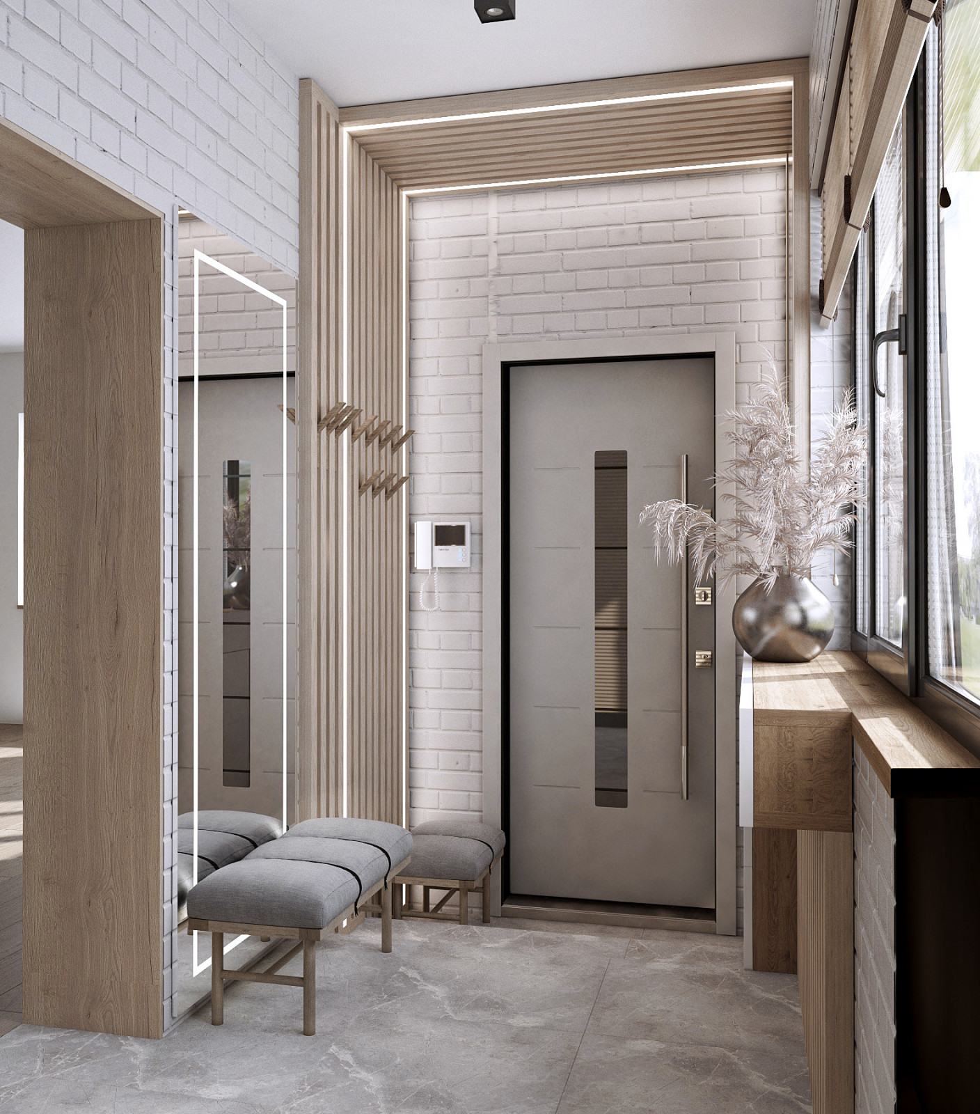 Интерьер первого этажа частного дома