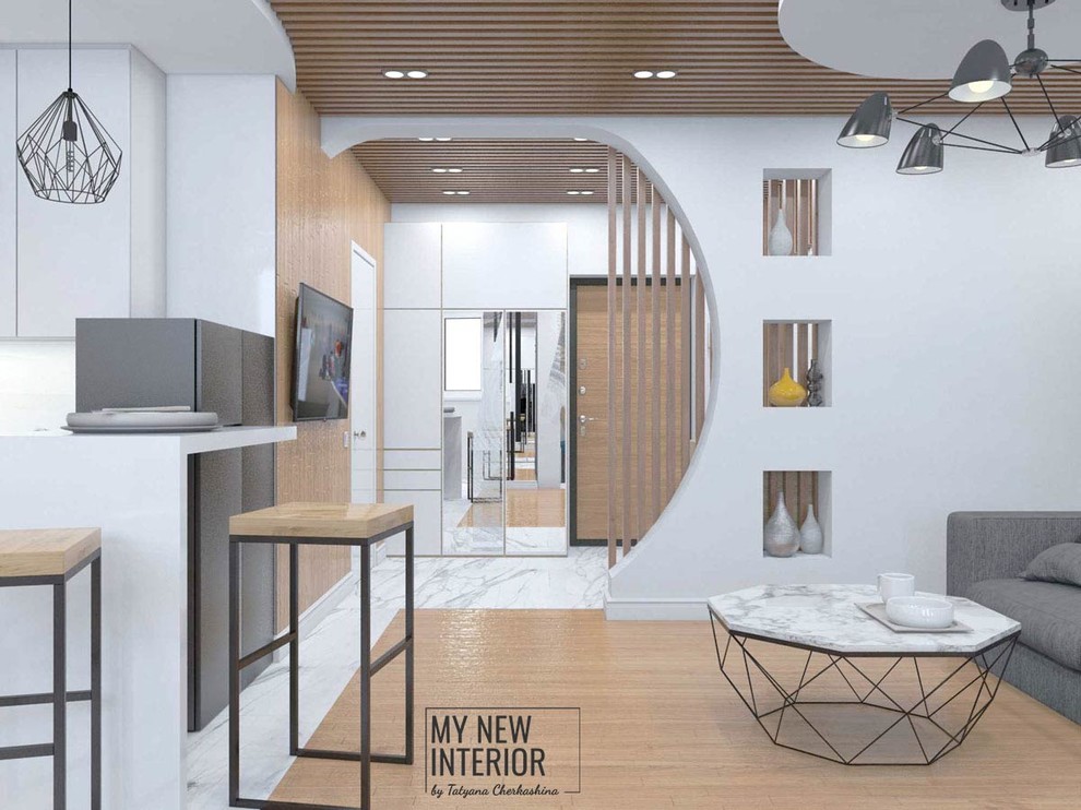 Дизайн квартиры студии 43 кв.м. в стиле минимализм