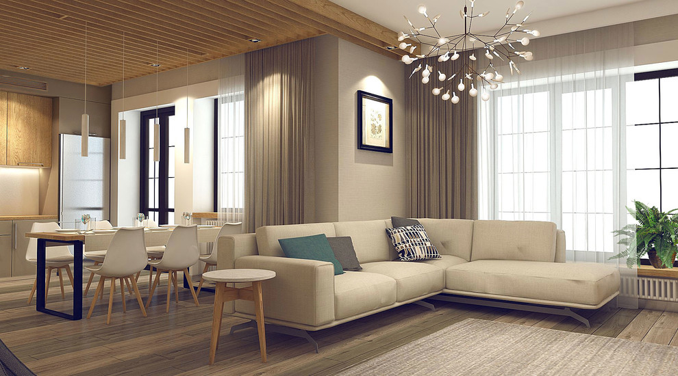 Гостиная совмещенная с кухней