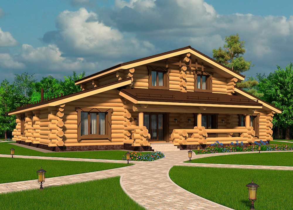 Элитный деревянный дом в стиле Славянское фэнтези