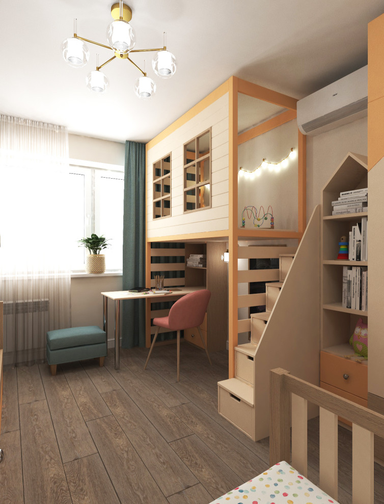 Детская комната с лесными фотообоями для близняшек