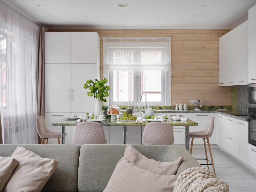 Интерьер двухэтажного дома из клееного бруса со вторым светом