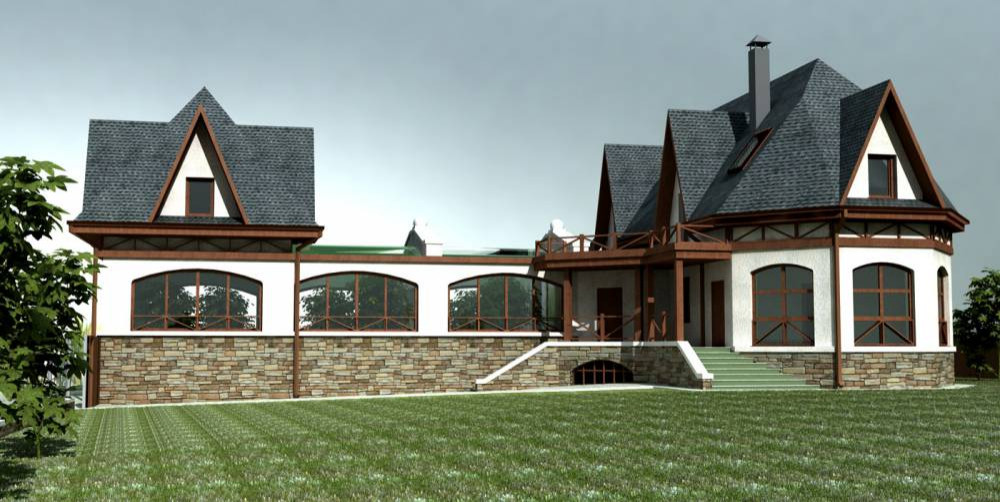 Обложка проекта: Коттедж из камня в поселке Поляны