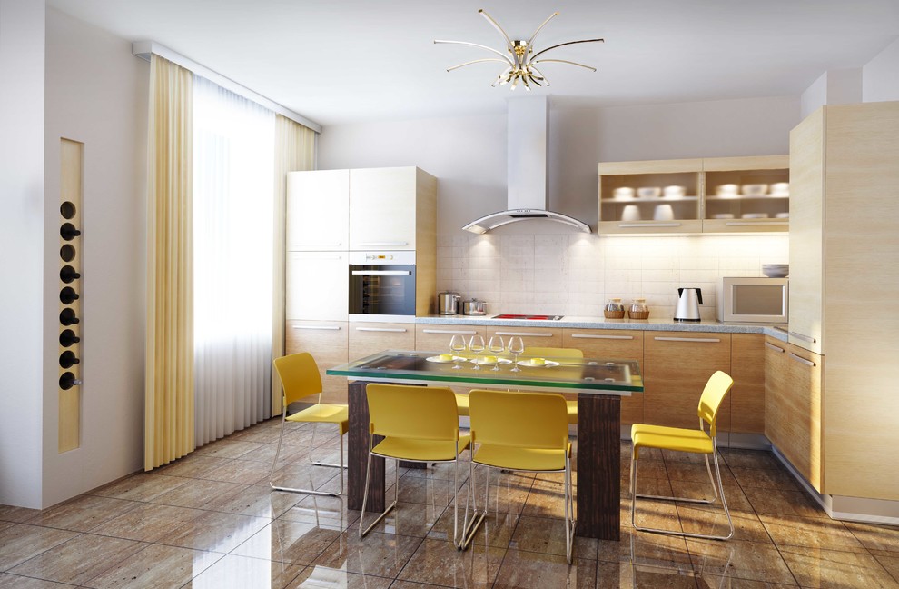 Современная кухня в теплых тонах