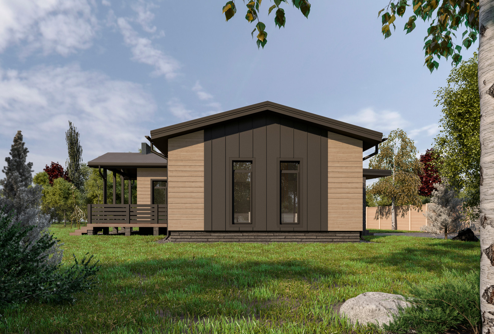 Эскизный проект. Одноэтажный дачный дом. Тульская область. 2020 г.