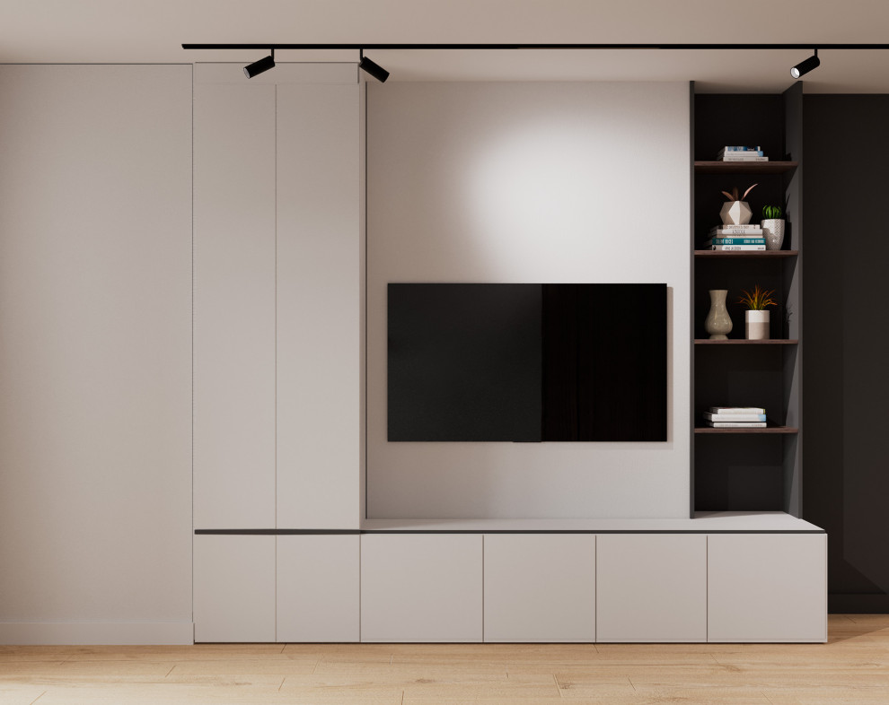 Евро однокомнатная квартира в монохромной гамме  в ЖК Московские кварталы